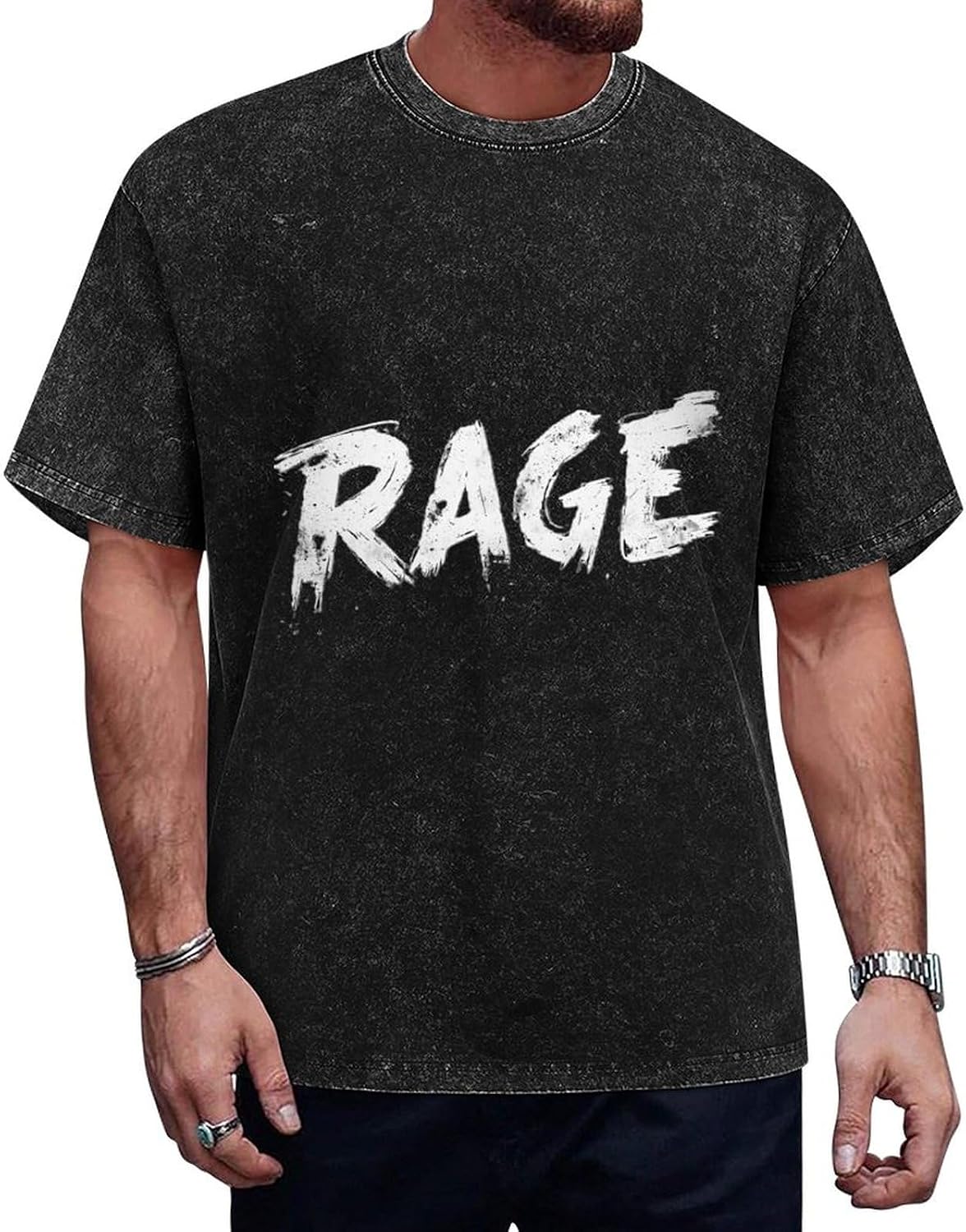 Funny Shirts for Men Cool Novelty Word Print Hippie Cotton Comfy Undershirts 2025 Summer Heavyweight Soft Breathable Modern Vintage Outside Tee Shirt,Black,S