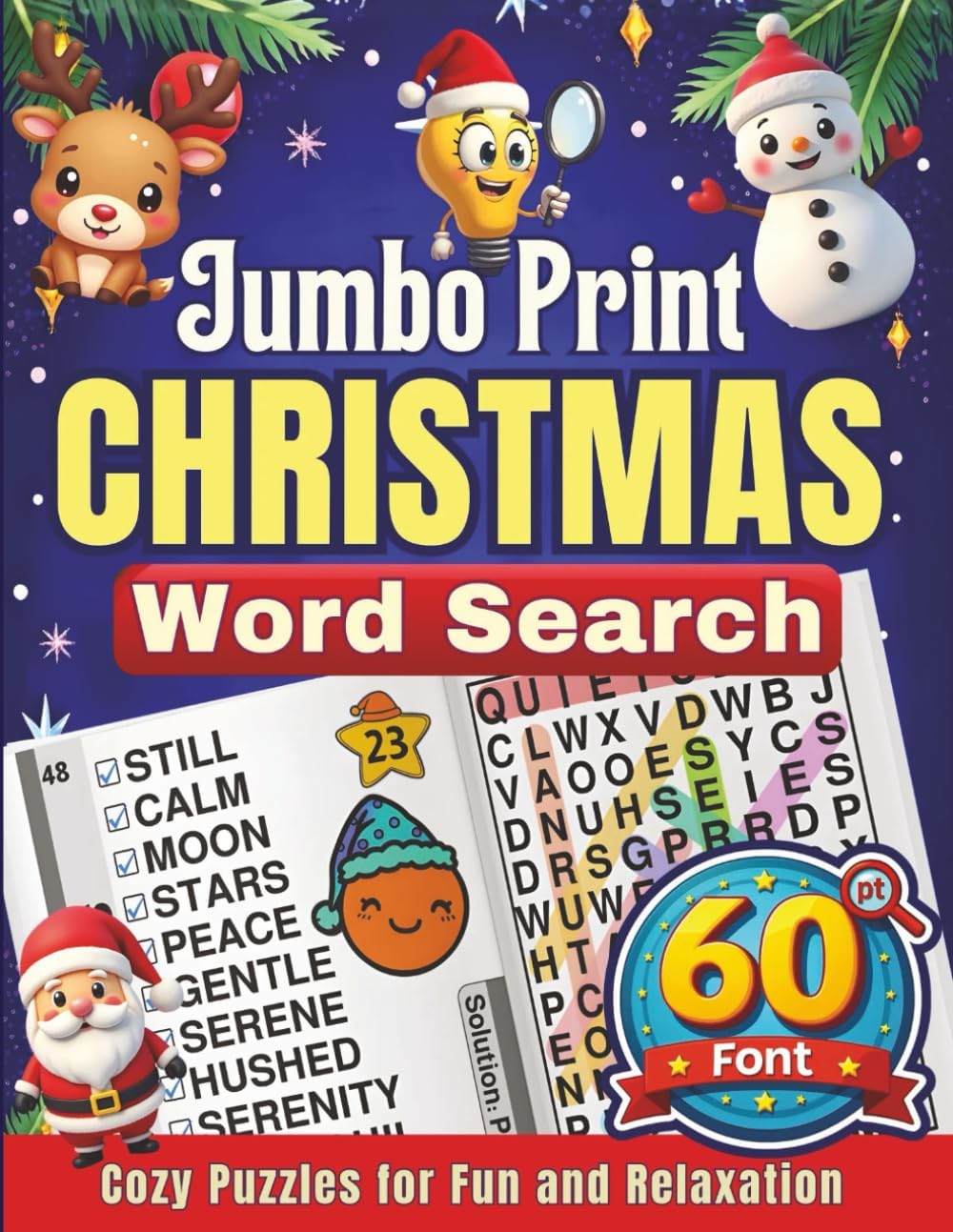 Jumbo Print Christmas Word Search (60 pt Font): Cozy Puzzles for Fun and Relaxation: Brain-Boosting Holiday Games for Seniors, Teens, and Adults with Low Vision by CLEAR VISION PRESS