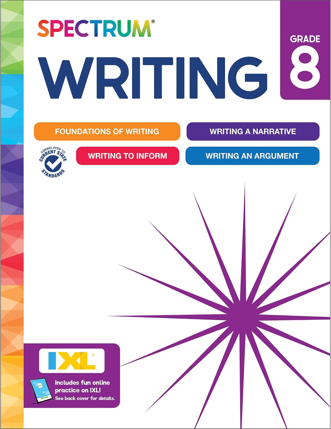 Spectrum 8th Grade Writing Workbook, 192-Page Book, Middle School Writing Prompts Covering Informative, Argumentative, Comparative, and Fiction Story Writing Practice by Spectrum