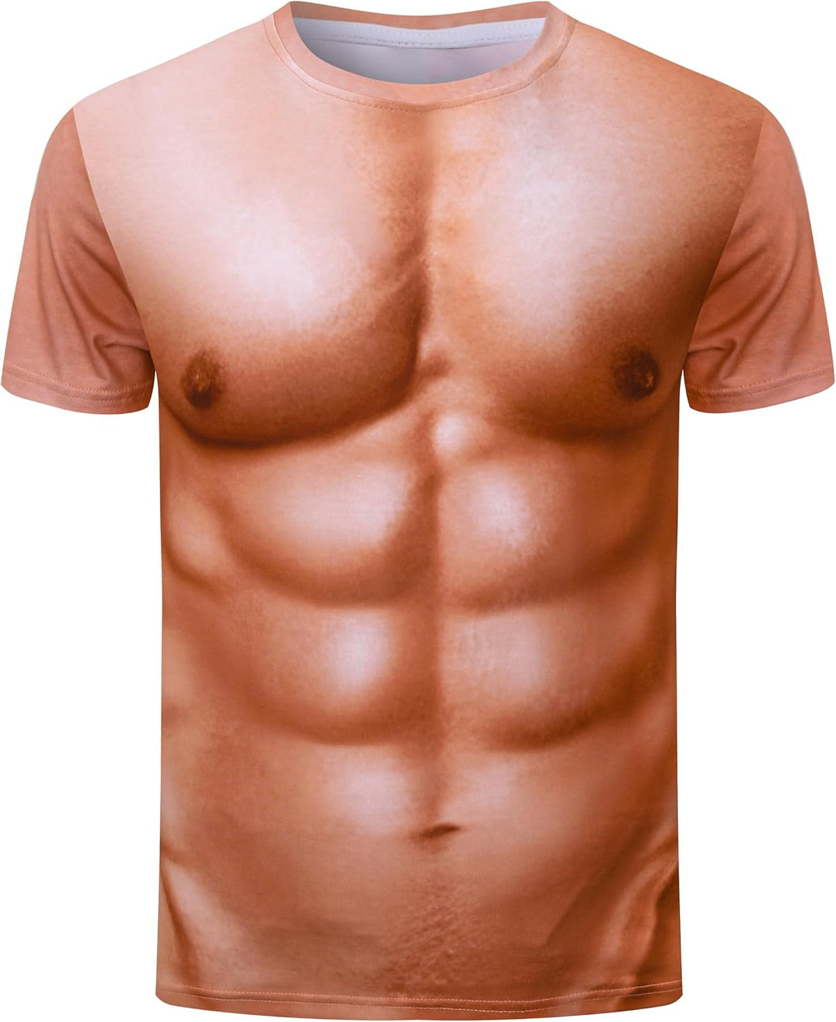 Funny World Muscle Fit T Shirts for Men 3D Novelty Fake Abs Printed T-Shirt