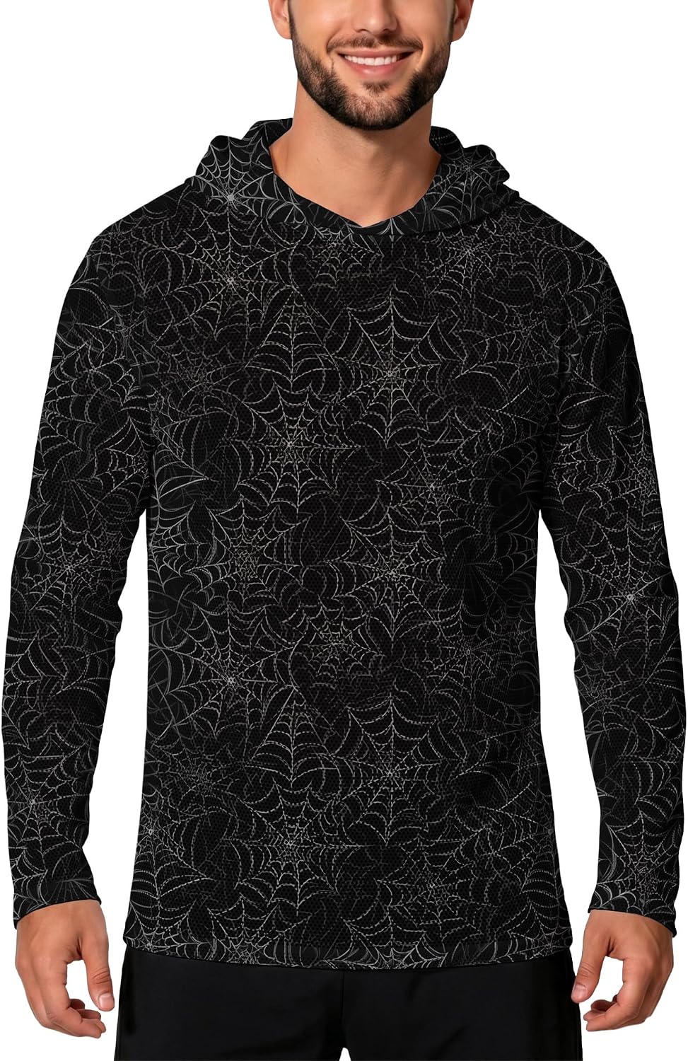 Halloween Hoodies for Men Long Sleeve Rash Guard Sun Protection Hooded Shirts UPF 50+ Fishing Shirts