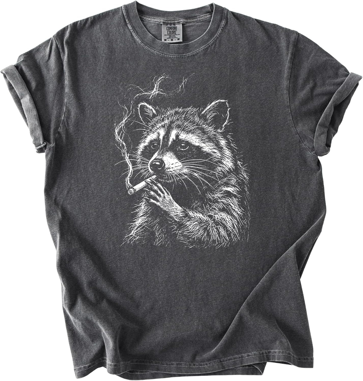 Smoking Raccoon Garment-Dyed Tee, Funny Wildlife Graphic Shirt