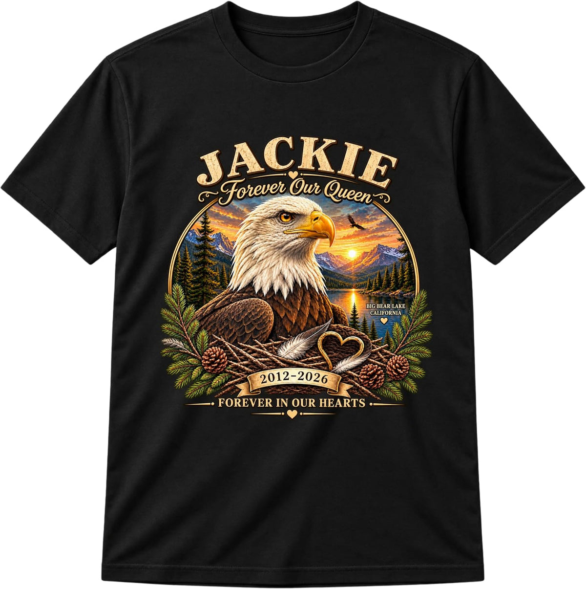 Jackie Bald Eagle Memorial T-Shirt, Forever Our Queen 2012-2026 Big Bear Eagle Tribute Tee, Wildlife Remembrance Gift
