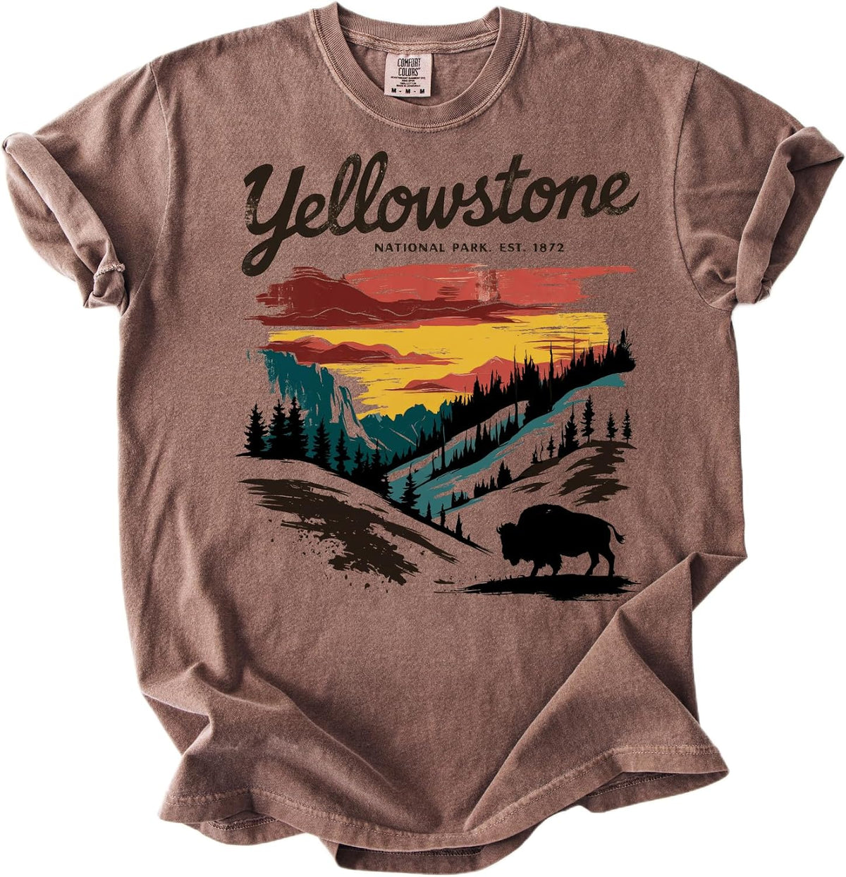 Yellowstone National Park T-Shirt, National Park Shirt, Mountain Landscape Design, Adult Sizes