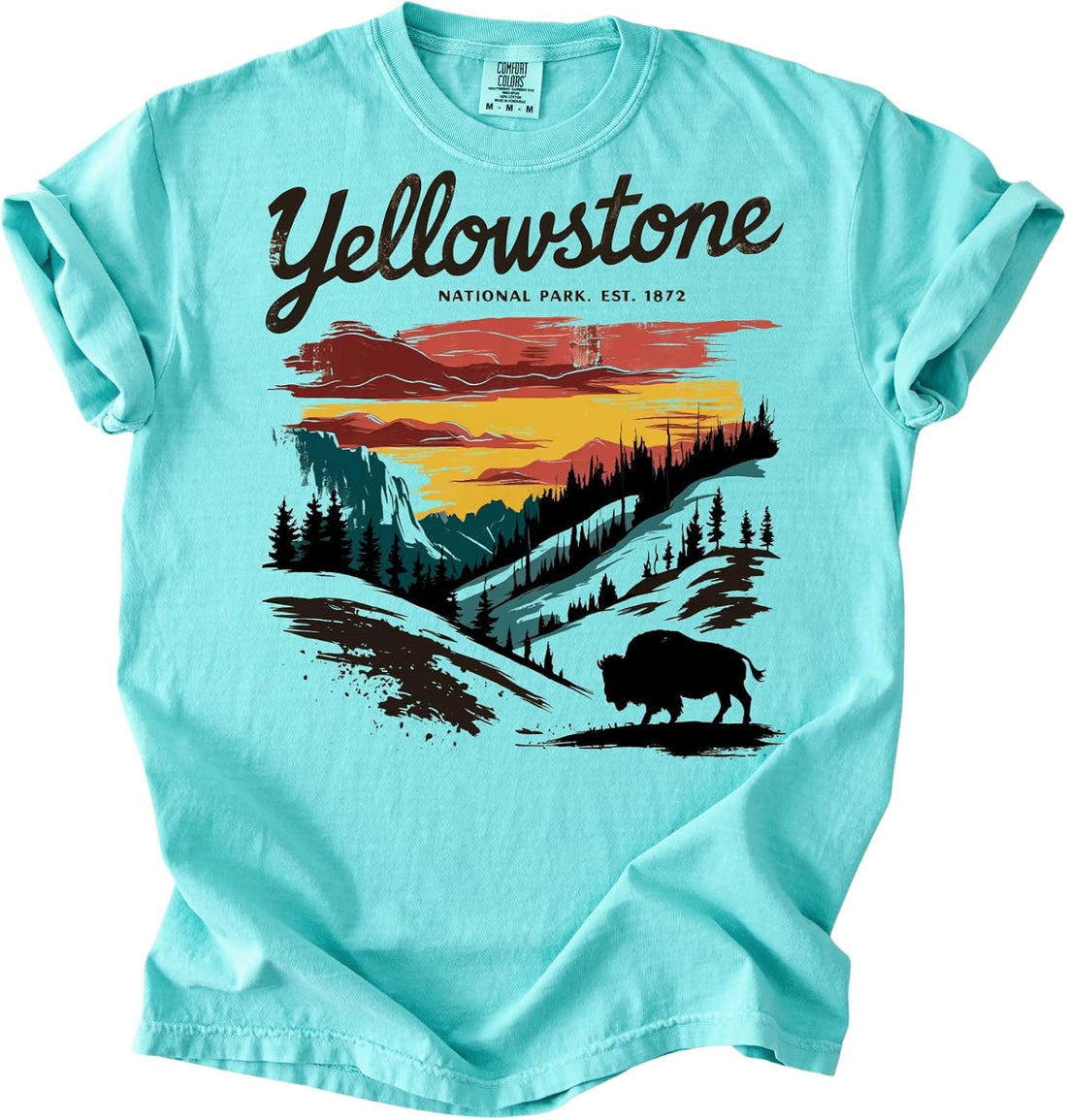 Yellowstone National Park T-Shirt, National Park Shirt, Mountain Landscape Design, Adult Sizes