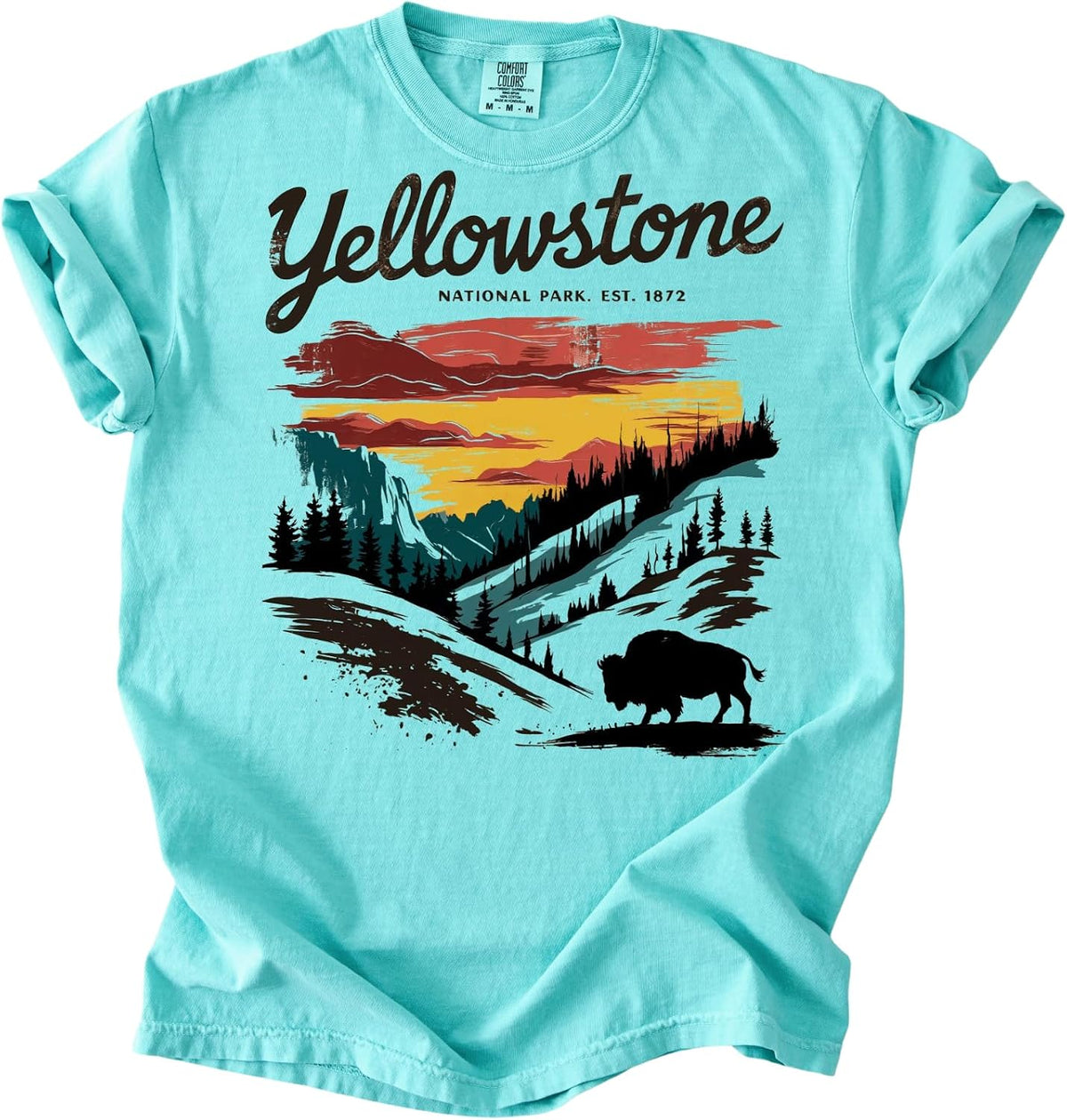 Yellowstone National Park T-Shirt, National Park Shirt, Mountain Landscape Design, Adult Sizes