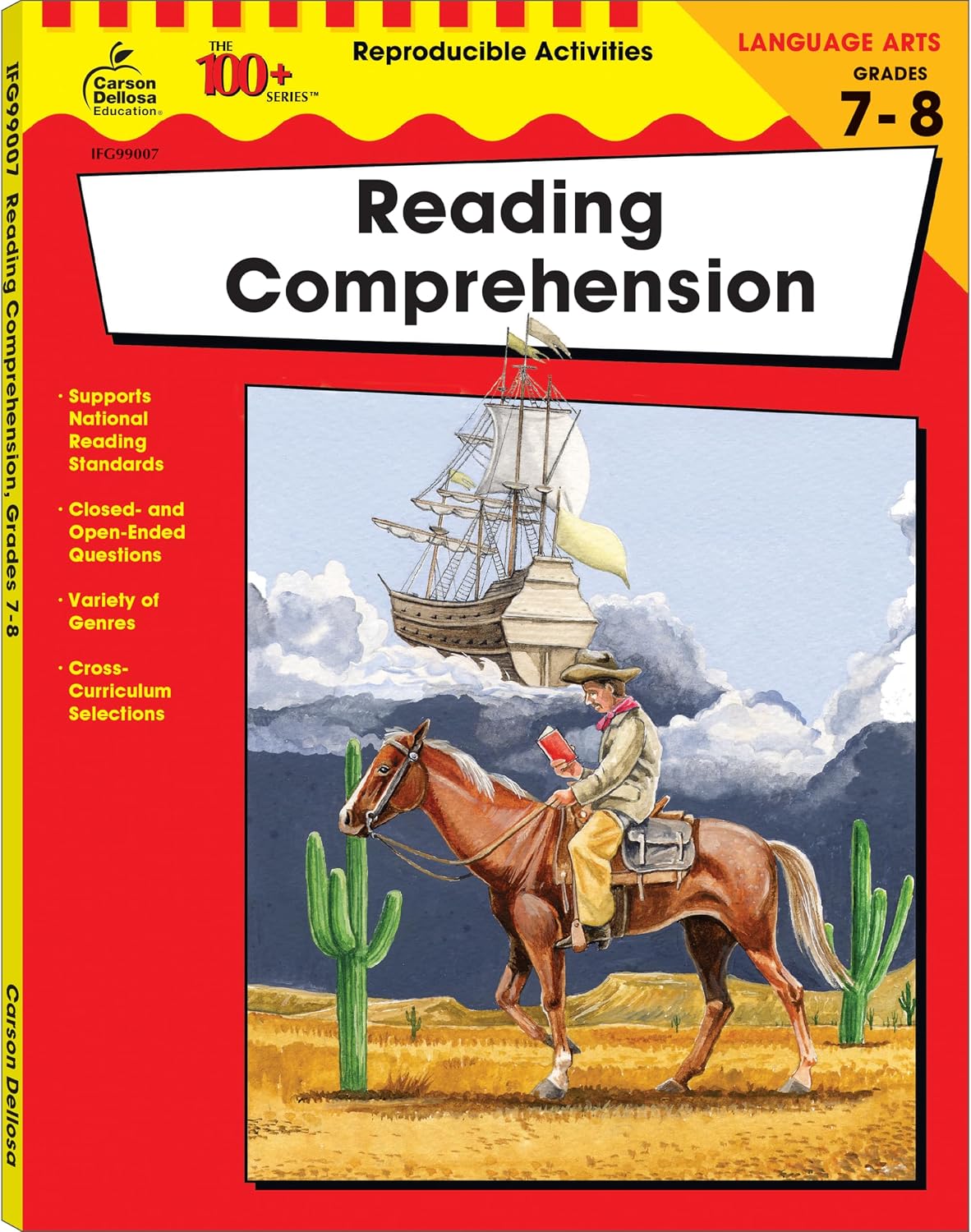 Carson Dellosa The 100 Series Reading Comprehension 7th Grade and 8th Grade Workbook, Nonfiction and Fiction Passages, Poetry, Reproducible Activities, Classroom or Homeschool Curriculum (Volume 22) by Carson Dellosa Education