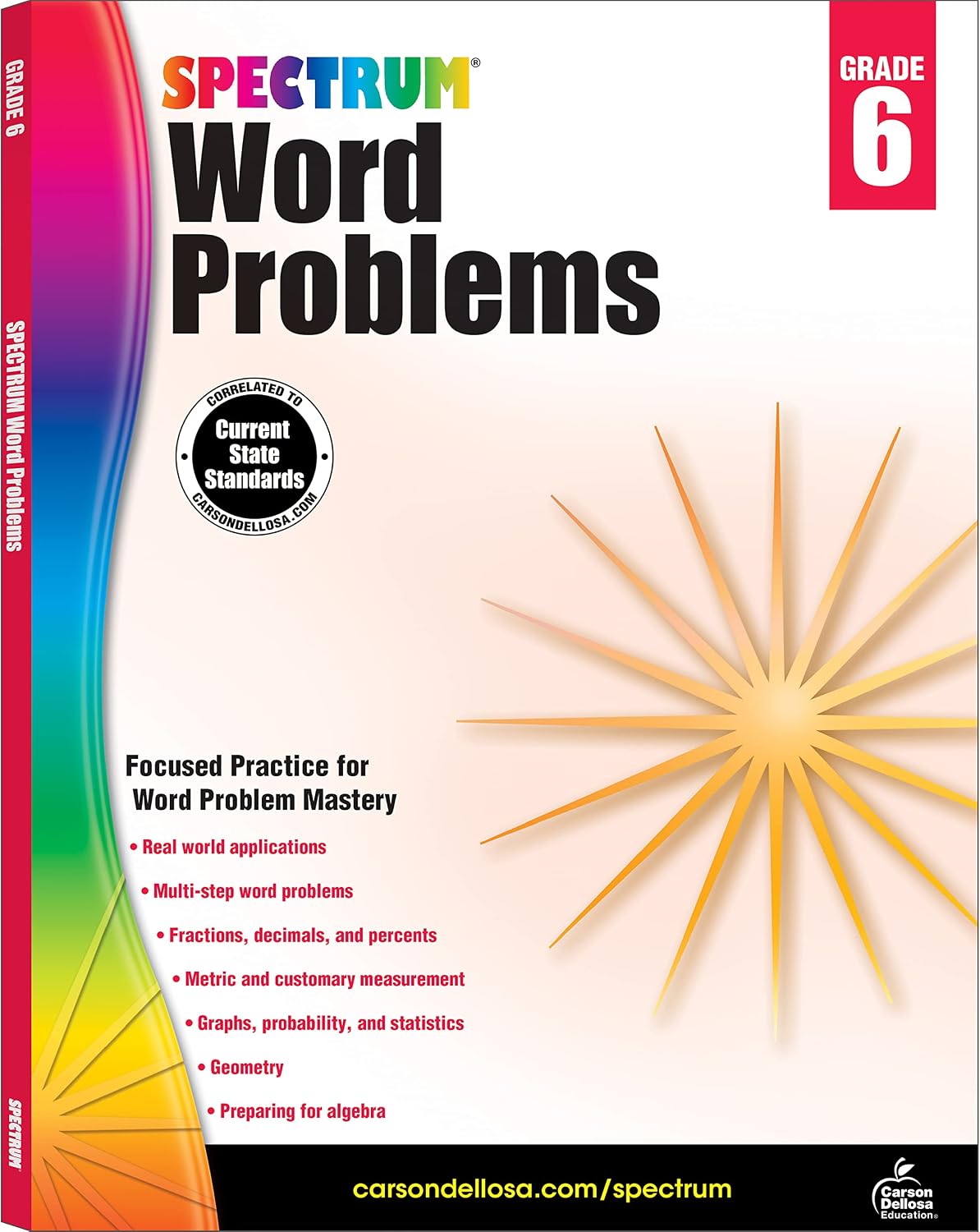 Spectrum Grade 6 Word Problems Math Workbook, Ages 11-12, 6th Grade Math Word Problems Covering Fractions, Decimals, Geometry, and Algebra 1 Prep, 6th Grade Math Word Problems Workbook for Kids by Spectrum