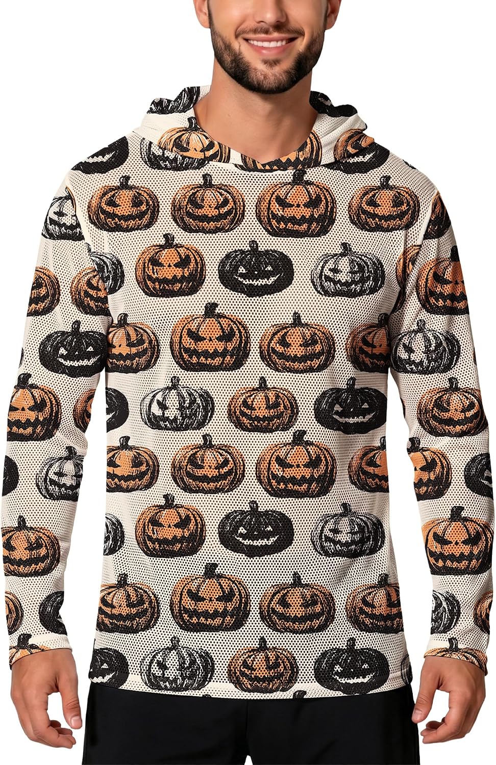 Mens Halloween Hoodie Fishing Sun Hoodie Long Sleeve UPF 50+ Rash Guard Shirts 2026 Fall Clothes