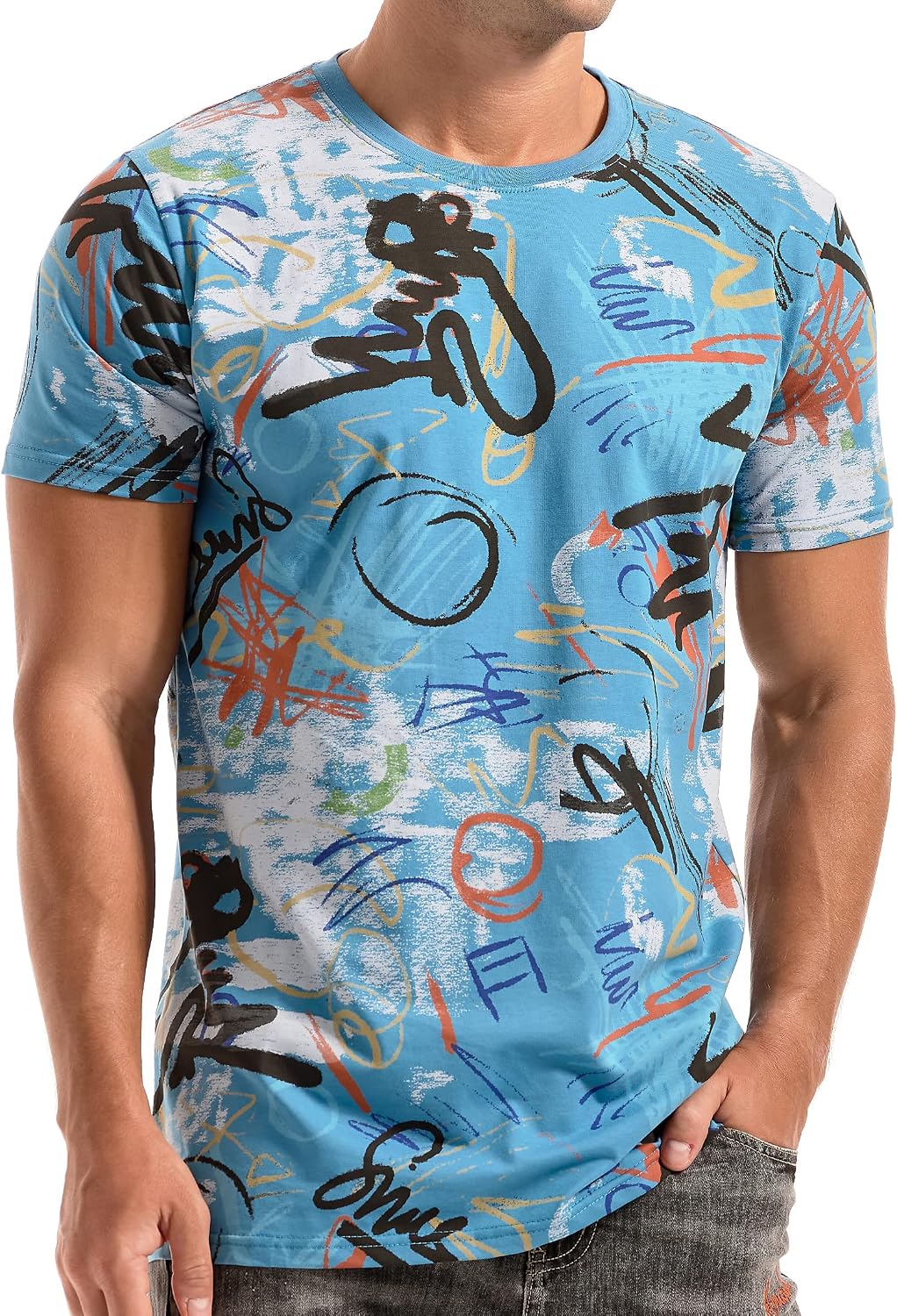 YININF Mens Hipster Hip Hop Short Sleeve Print T-Shirt Shirts Men