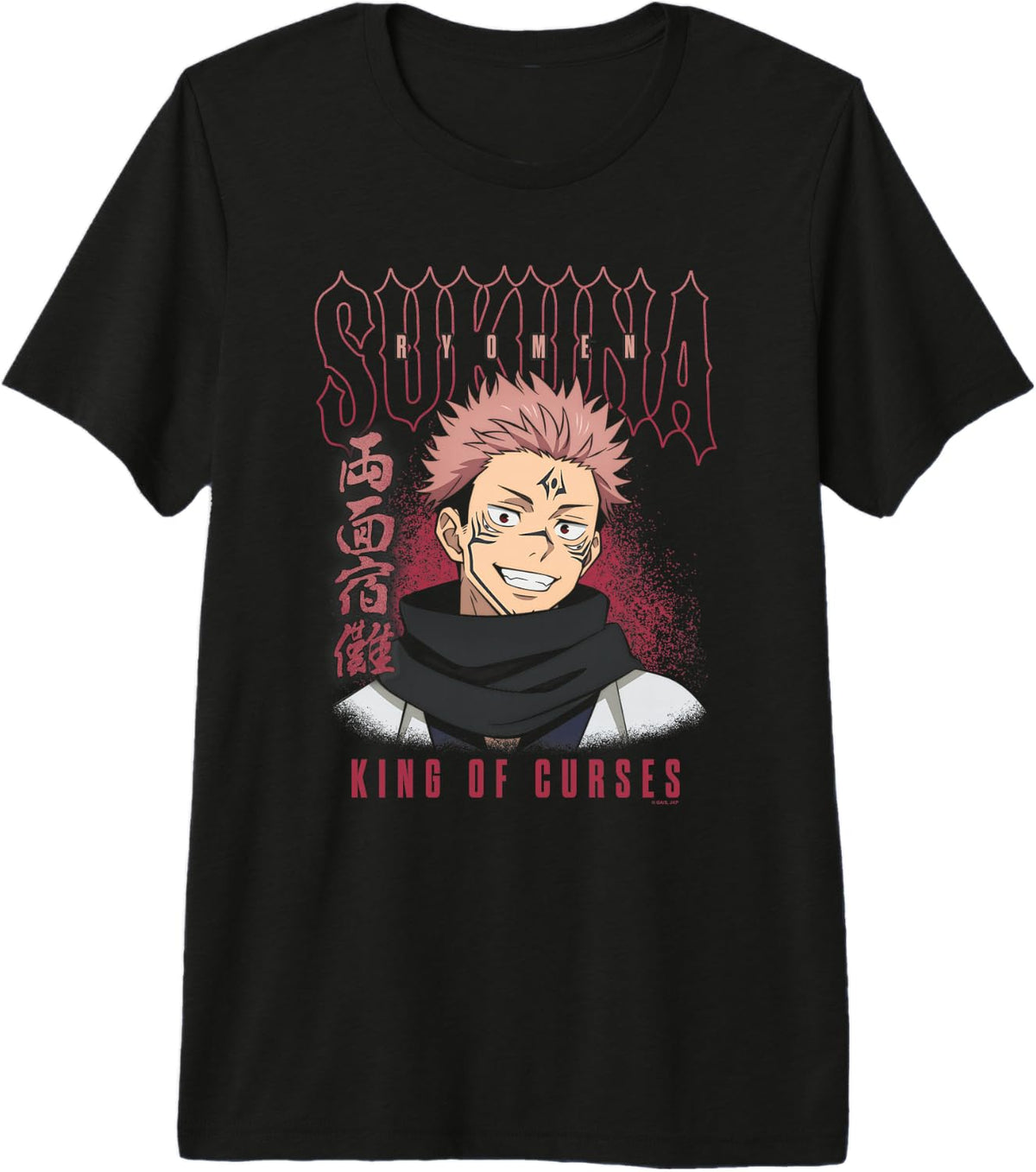 Men's JJK Sukuna King of Curses Kanji Portrait Anime Premium Tri-Blend T-Shirt