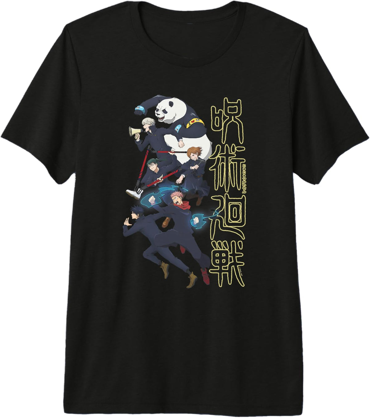 Mens JJK Tokyo Jujutsu High Running Group with Kanji Anime Premium Tri-Blend T-Shirt