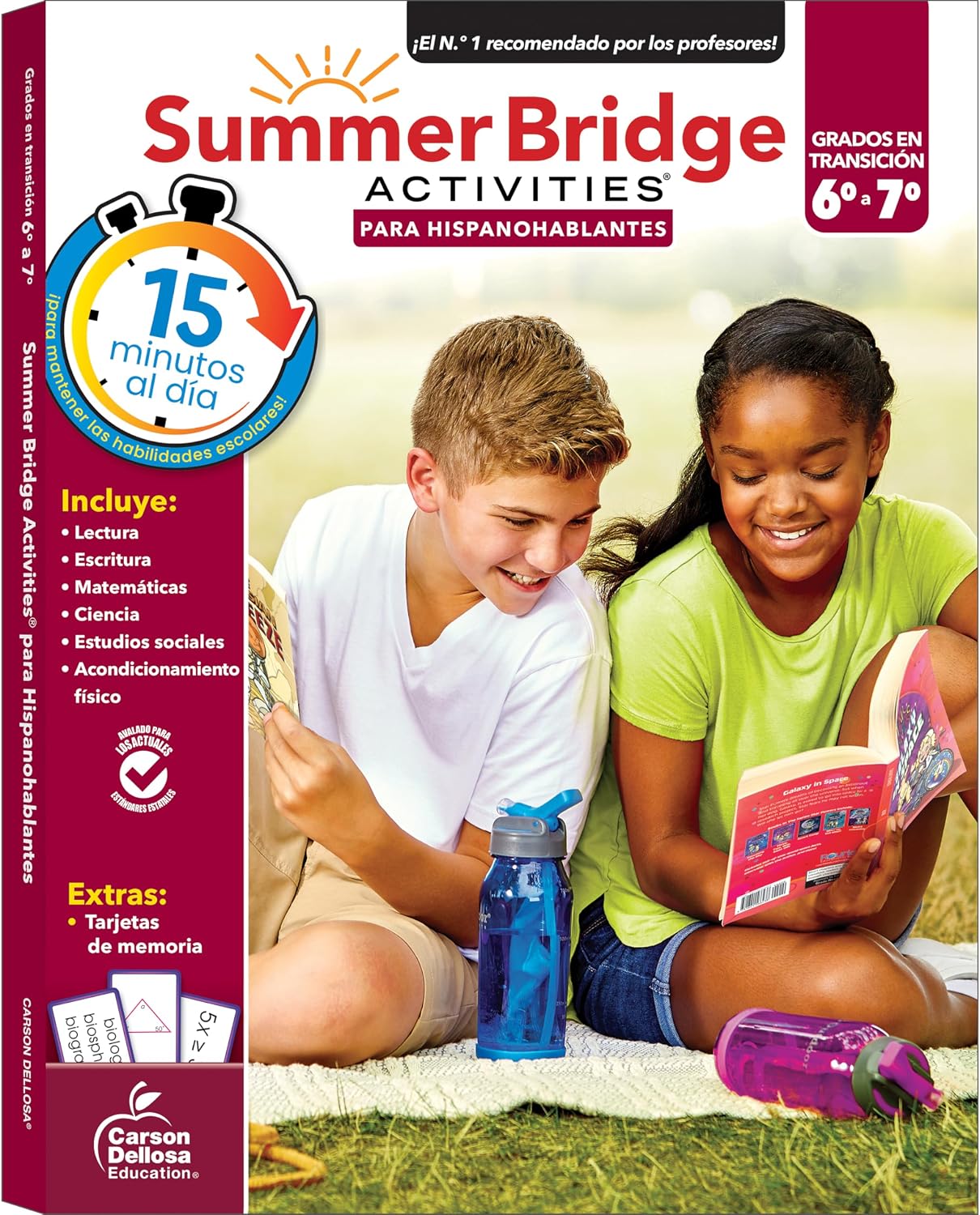 Summer Bridge Activities Spanish 6th to 7th Grade Workbooks All Subjects, Middle School Books With Math, Reading Comprehension, Science, Fitness, Social Studies, Writing Practice, and Flash Cards by Summer Bridge Activities