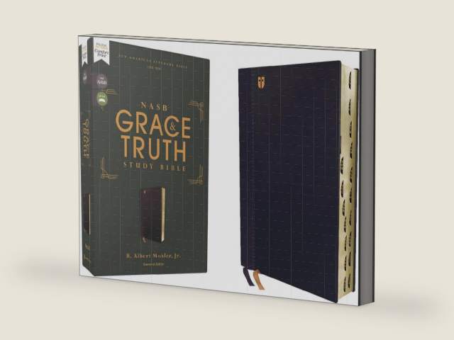 NASB, The Grace and Truth Study Bible (Trustworthy and Practical Insights), Leathersoft, Navy, Red Letter, 1995 Text, Thumb Indexed, Comfort Print by Zondervan