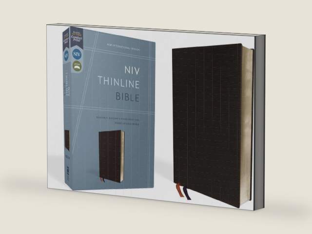 NIV, Thinline Bible, Bonded Leather, Black, Red Letter, Comfort Print by Zondervan