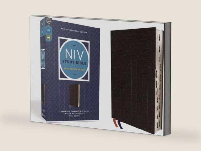 NIV Study Bible, Fully Revised Edition (Study Deeply. Believe Wholeheartedly.), Bonded Leather, Black, Red Letter, Thumb Indexed, Comfort Print by Zondervan