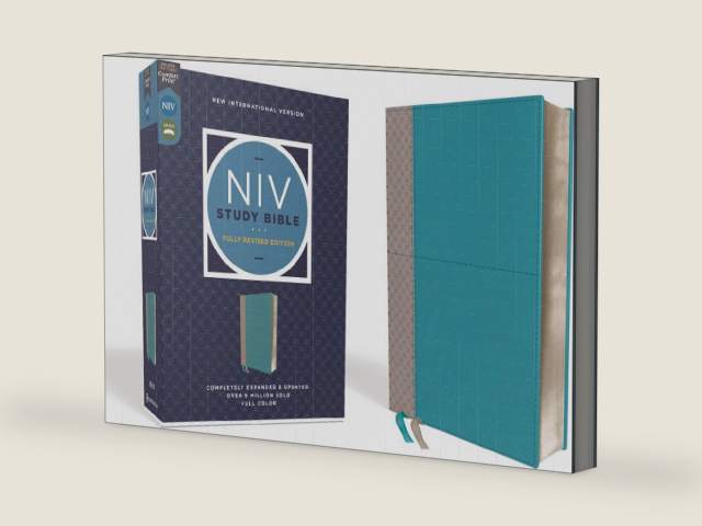 NIV Study Bible, Fully Revised Edition (Study Deeply. Believe Wholeheartedly.), Leathersoft, Teal/Gray, Red Letter, Comfort Print by Zondervan