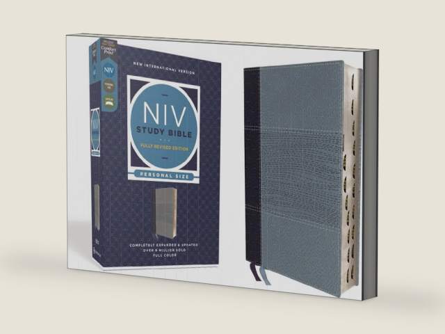 NIV Study Bible, Fully Revised Edition (Study Deeply. Believe Wholeheartedly.), Personal Size, Leathersoft, Navy/Blue, Red Letter, Thumb Indexed, Comfort Print by Zondervan