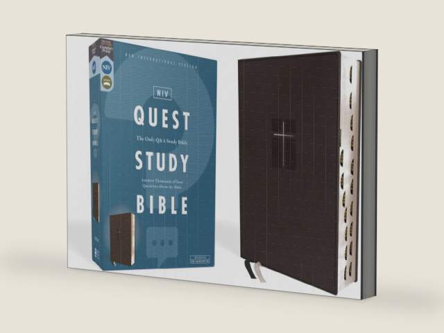 NIV, Quest Study Bible, Leathersoft, Black, Thumb Indexed, Comfort Print: The Only Q and A Study Bible by Zondervan