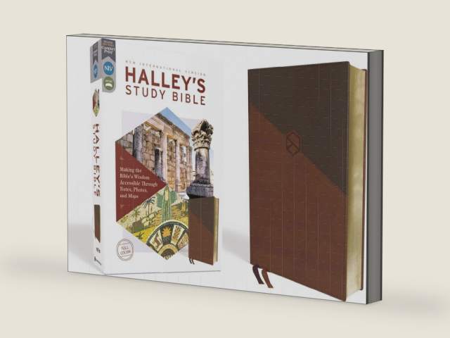 NIV, Halley's Study Bible (A Trusted Guide Through Scripture), Leathersoft, Brown, Red Letter, Comfort Print: Making the Bible's Wisdom Accessible Through Notes, Photos, and Maps by Zondervan