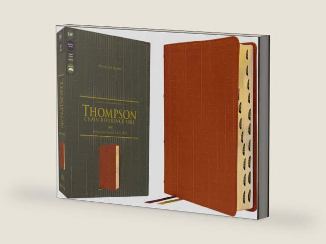 ESV, Thompson Chain-Reference Bible, Genuine Leather, Calfskin, Tan, Red Letter, Thumb Indexed by Zondervan