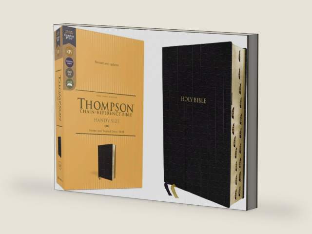 KJV, Thompson Chain-Reference Bible, Handy Size, European Bonded Leather, Black, Red Letter, Thumb Indexed, Comfort Print by Zondervan
