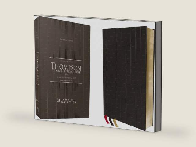 NKJV, Thompson Chain-Reference Bible, Premium Goatskin Leather, Black, Premier Collection, Black Letter, Art Gilded Edges, Comfort Print by Zondervan