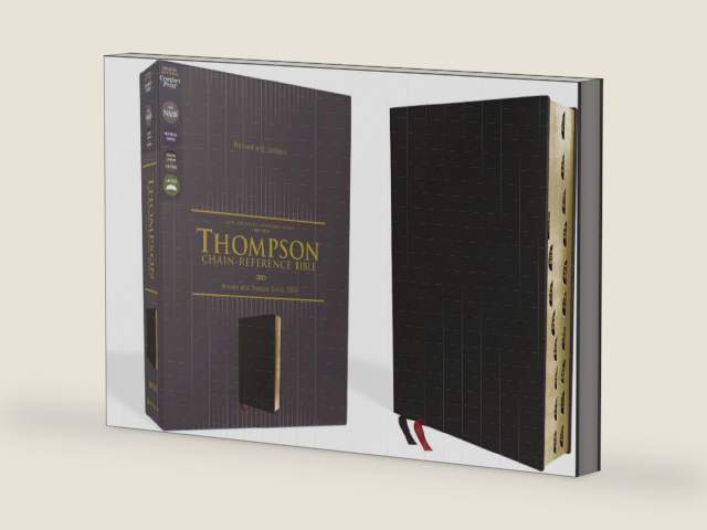NASB, Thompson Chain-Reference Bible, Genuine Leather, Calfskin, Black, 1995 Text, Red Letter, Thumb Indexed, Comfort Print by Zondervan