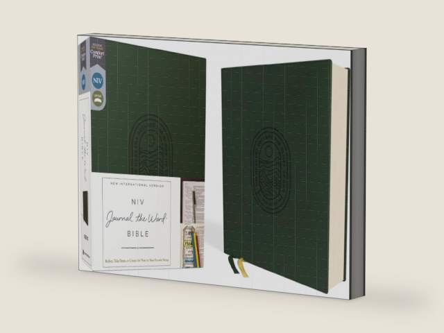 NIV, Journal the Word Bible (Perfect for Note-Taking), Leathersoft, Green, Red Letter, Comfort Print: Reflect, Take Notes, or Create Art Next to Your Favorite Verses by Zondervan