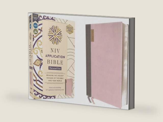 NIV Application Bible, Personal Size, Leathersoft, Pink/Gray, Red Letter, Comfort Print: Bringing the Ancient Message of the Bible into Your World (NIV Application Commentary Resources) by Zondervan