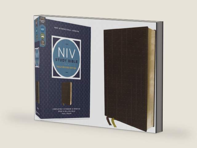 NIV Study Bible, Fully Revised Edition (Study Deeply. Believe Wholeheartedly.), Genuine Leather, Calfskin, Brown, Red Letter, Comfort Print by Zondervan