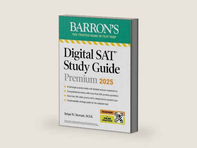 Digital SAT Study Guide Premium, 2025: 4 Practice Tests + Comprehensive Review + Online Practice (Barron's SAT Prep) by Barron's Educational Series