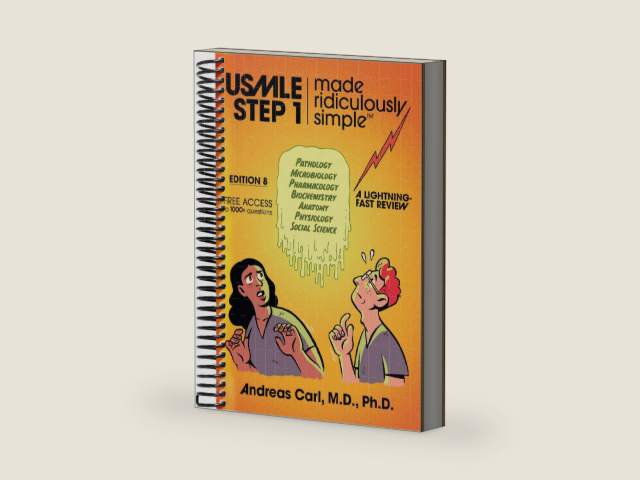 USMLE Step 1 Made Ridiculously Simple: Your First Aid for the USMLE, Spiral Bound Color Edition + 1000 Question Quiz by Andreas Carl M.D. Ph.D.