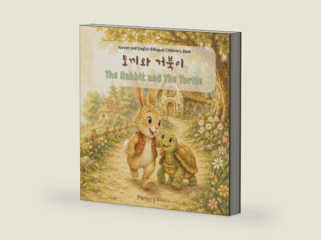 The Rabbit and The Turtle: Korean English Children's Book (토끼와 거북이: 한국어 영어 동화책) by Hamppy Books