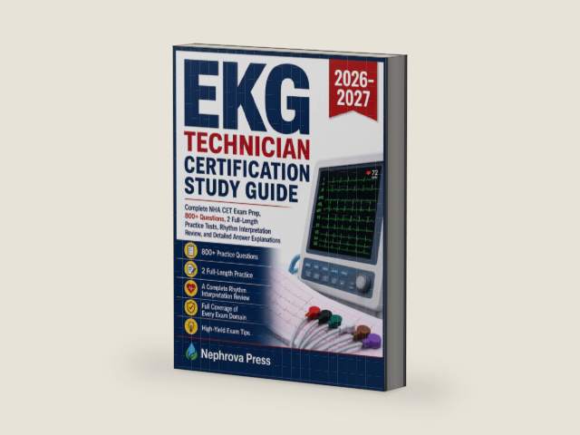 EKG Technician Certification Study Guide 2026-2027: Complete NHA CET Exam Prep, 800+ Questions, 2 Full-Length Practice Tests, Rhythm Interpretation Review, and Detailed Answer Explanations by Nephrova Press