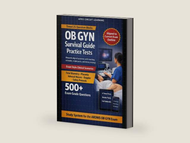 OBSTETRICS & GYNECOLOGY SURVIVAL GUIDE FOR THE ARDMS OB/GYN SONOGRAPHY EXAM: Official Blueprint Essentials, Exam Strategy, and Four Full Practice ... and Gynecology Sonography Examination by Apex Circuit Learning