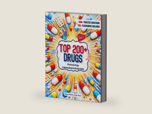 Pharmacology Coloring Book & Study Guide: Master the Top 200+ Drugs with Rapid Recall and High-Yield Review for Exam Prep, designed for Nursing, Pharmacy, and Medical Students by Axiona Works