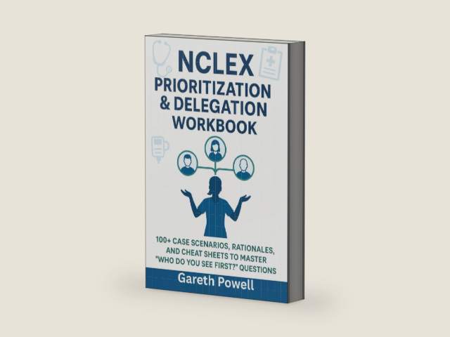 NCLEX Prioritization & Delegation Workbook: 100+ case Scenarios, and Rationals, and cheat sheets to master "Who Do You See First? " Question by Gareth Powell