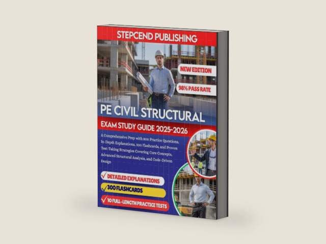 PE CIVIL STRUCTURAL EXAM STUDY GUIDE 2025-2026: A Comprehensive Prep with 800 Practice Questions, In-Depth Explanations, 300 Flashcards, and Proven ... Structural Analysis, and Code-Driven Design by STEPCEND PUBLISHING