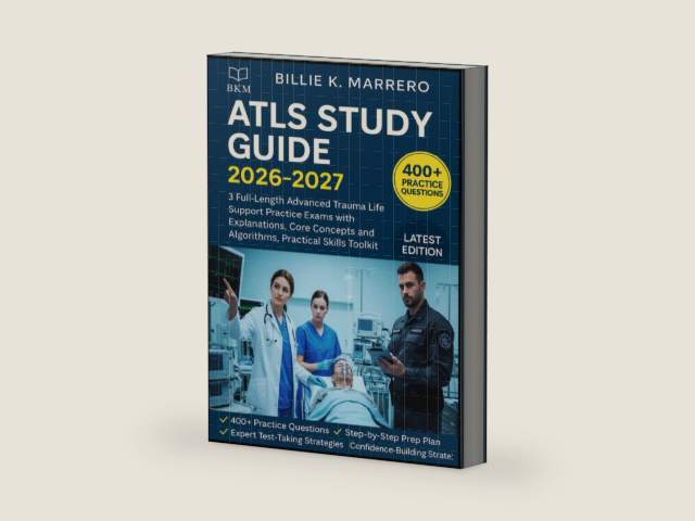 ATLS STUDY GUIDE 2026-2027: 3 Full-Length Advanced Trauma Life Support Practice Exams with Explanations, Core Concepts and Algorithms, Practical Skills Toolkit by Billie K. Marrero