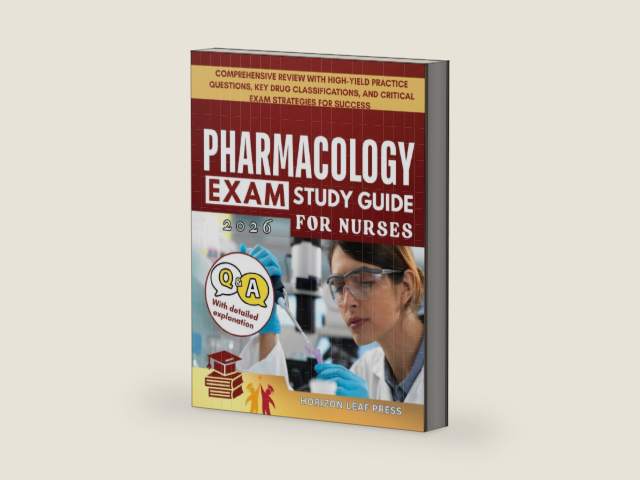 PHARMACOLOGY Exam Study Guide For Nurses: Comprehensive Review with High-Yield Practice Questions, Key Drug Classifications, and Critical Exam Strategies for Success by HORIZON LEAF PRESS