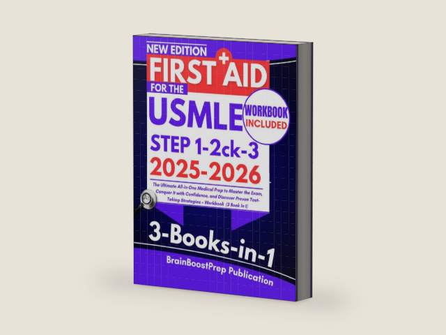 First Aid for the USMLE Step 1, 2 ck, and 3 2025-2026: The Ultimate All-in-One Medical Prep to Master the Exam, Conquer It with Confidence, and ... Strategies + Workbook (3 Book In 1) by BrainBoostPrep Publication