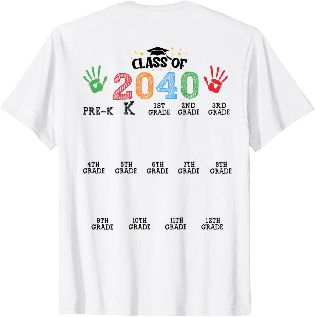 Class of 2040 Grow with Me Pre-K 12th Grade 2040 Graduation T-Shirt