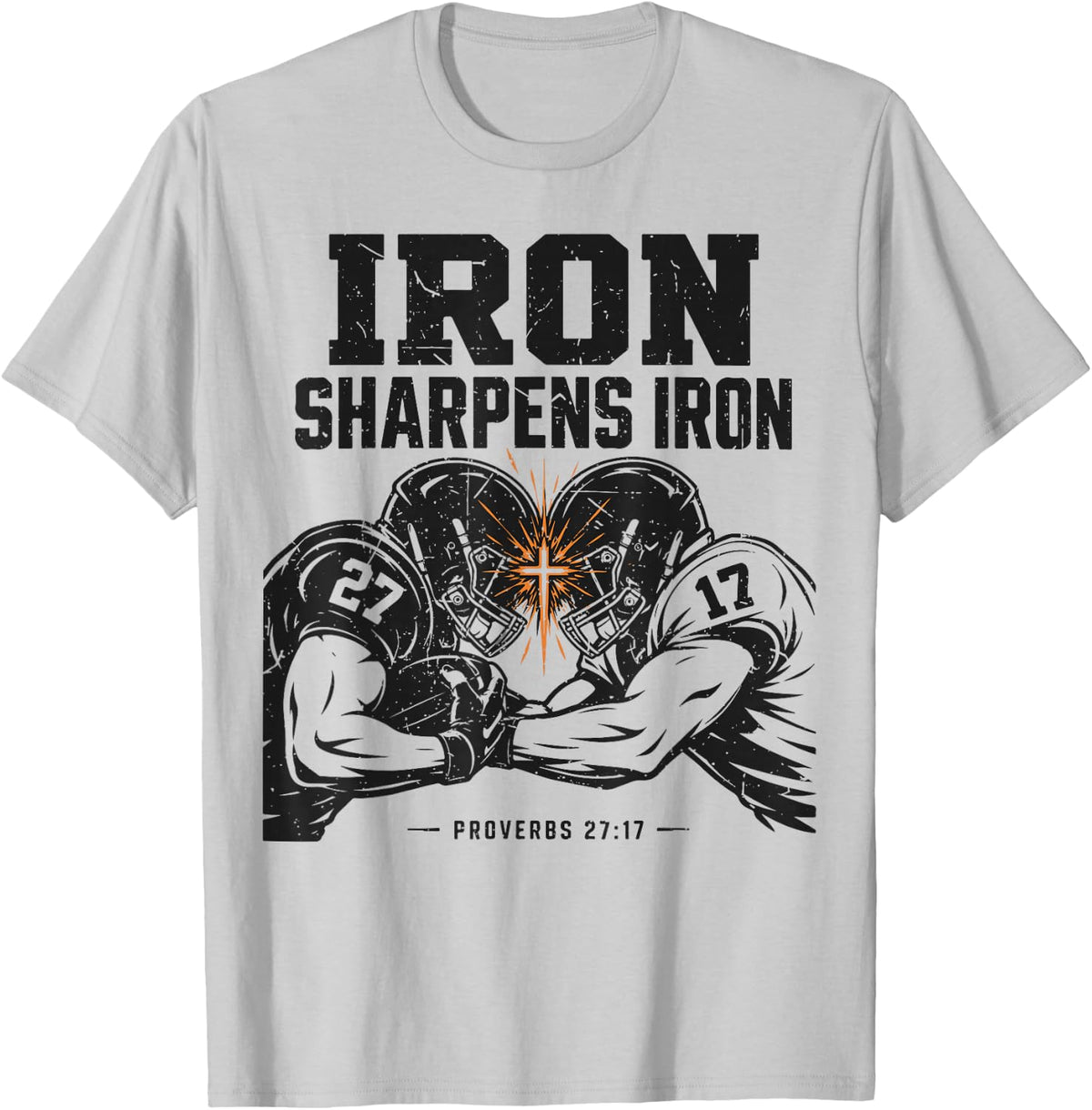 Men's Christian Football Religious Iron Sharpens Iron Faith T-Shirt