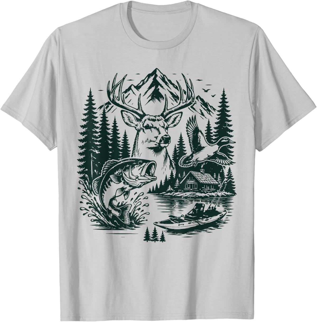 Youth Boy Deer Duck Fishing Camo Hunting Kid Mens Teen T-Shirt