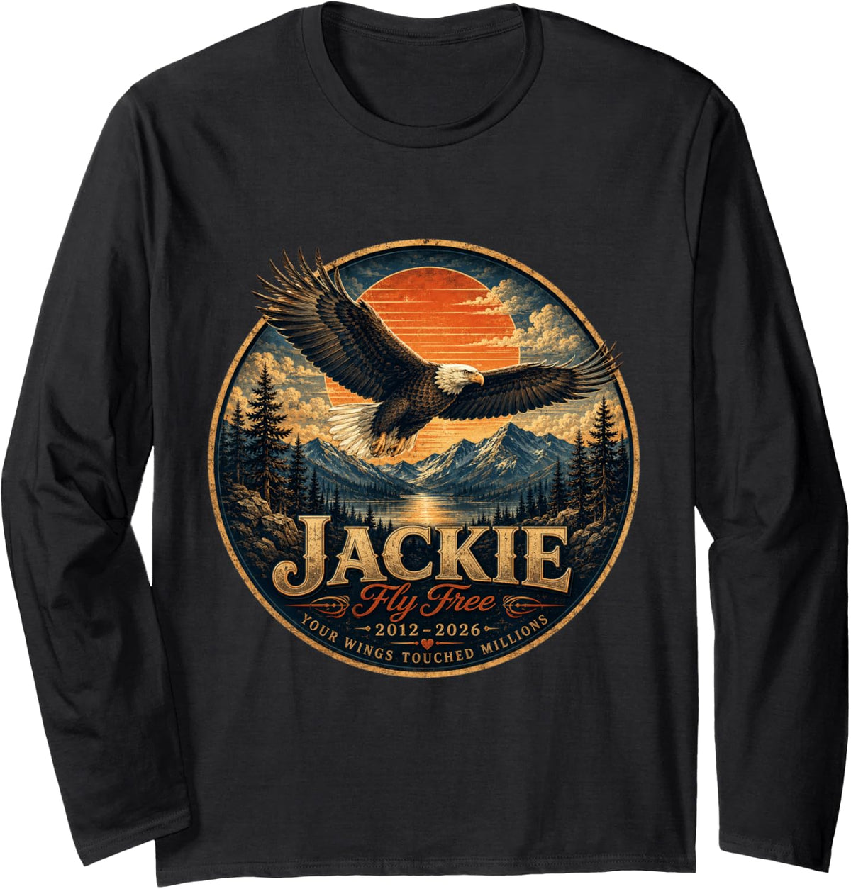 Fly High Jackie, Jackie and Shadow Bald Eagle Long Sleeve T-Shirt
