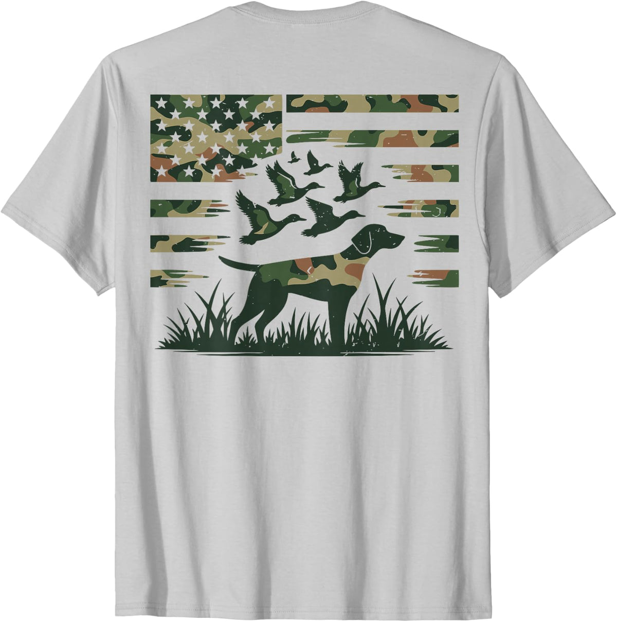 Youth Camo Mallard Duck Hunting Dog Camouflage American Flag T-Shirt