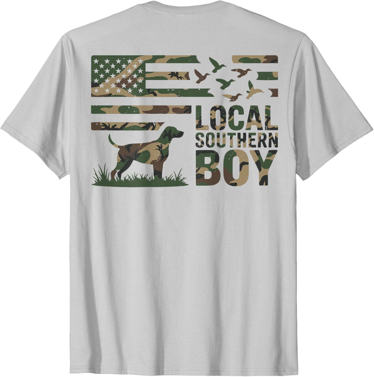 Youth Boy Local Camo Duck Hunting Camouflage American Flag T-Shirt
