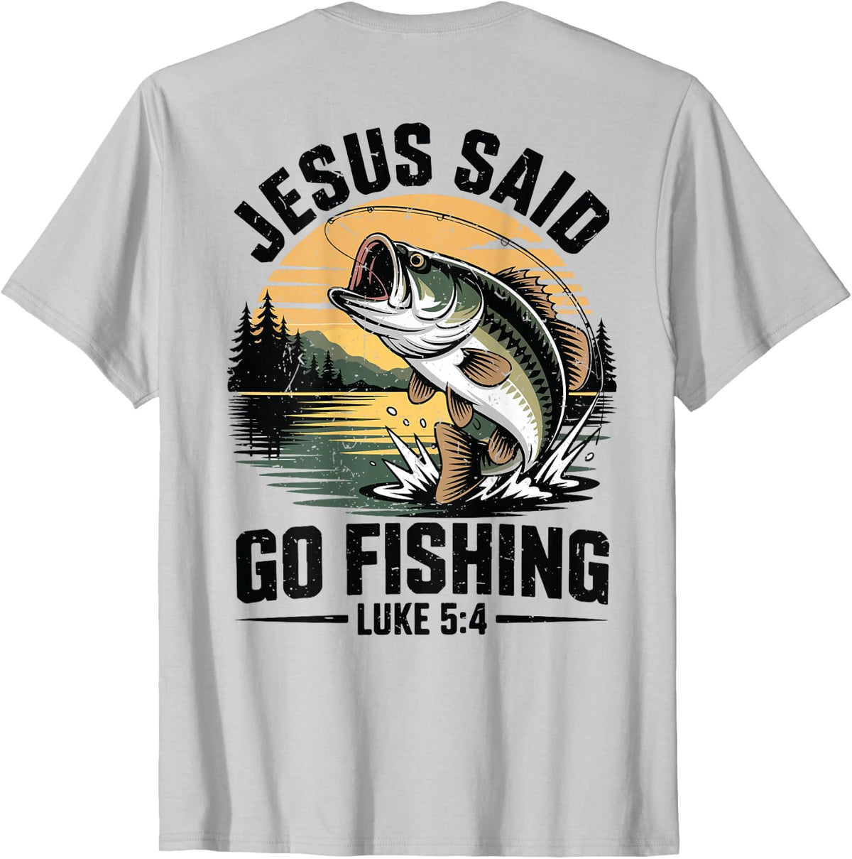 Youth Christian Fishing Jesus Said Go Fishing Bible Verse T-Shirt