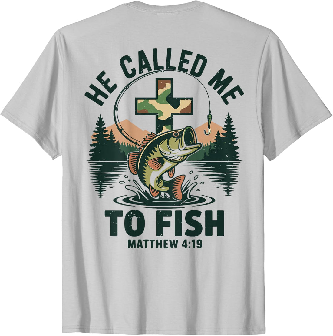 Youth He Called Me to Fish Camo Bass Fishing Christian Funny T-Shirt